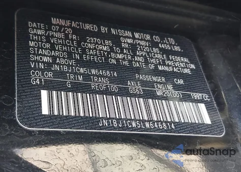 2020 Nissan Rogue Sport S/Sv/Sl из США, поврежденный, VIN JN1BJ1CW5LW646814